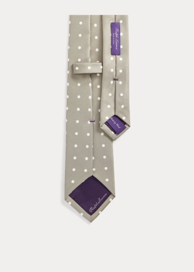 Corbatas Ralph Lauren Hombre Grises - Polka-Dot Silk Foulard - HWQVN6023